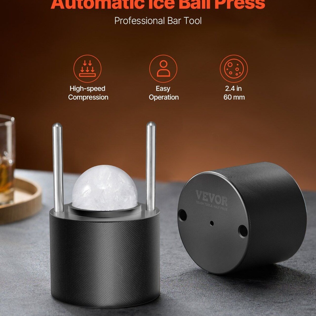 VEVOR-2.1"-Professional Ice Ball Press for Cocktails and Fine Wines-1 Piece